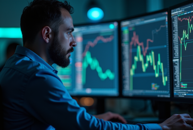 Ingénieur informatique analysant des données RNG sur deux écrans