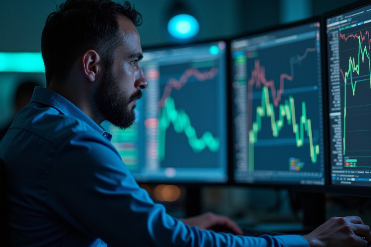 Ingénieur informatique analysant des données RNG sur deux écrans