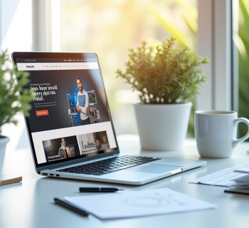 Espace de travail moderne avec ordinateur portable et notes