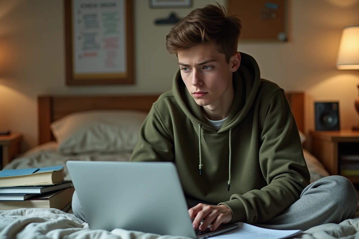 Étudiant cherchant comment taper le symbole dièse # sur un clavier d'ordinateur portable
