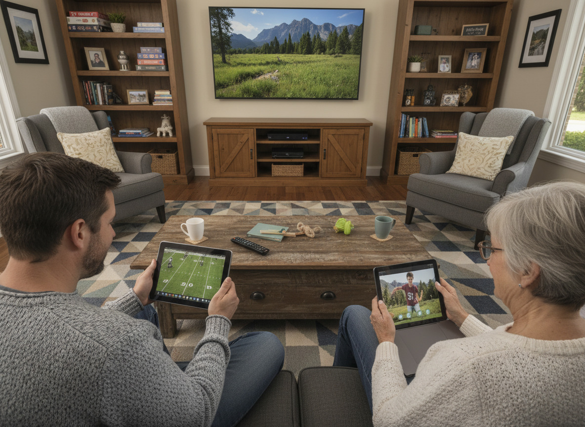 Famille multigeneration utilisant différents appareils connectés