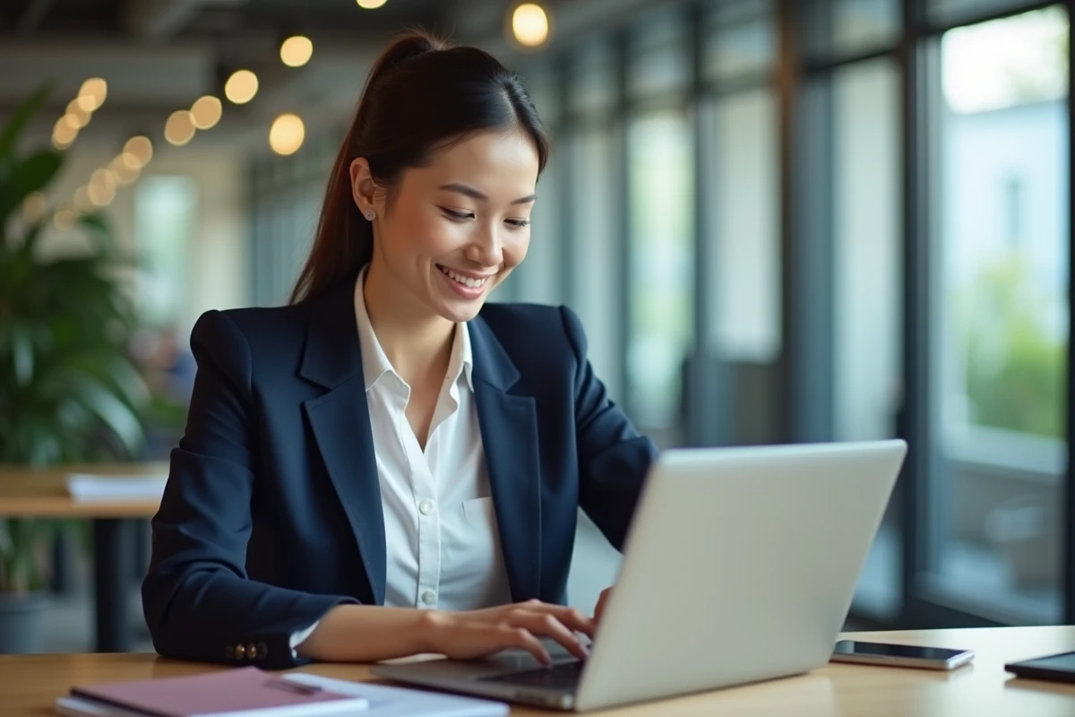 Femme en blazer organisant son calendrier numérique