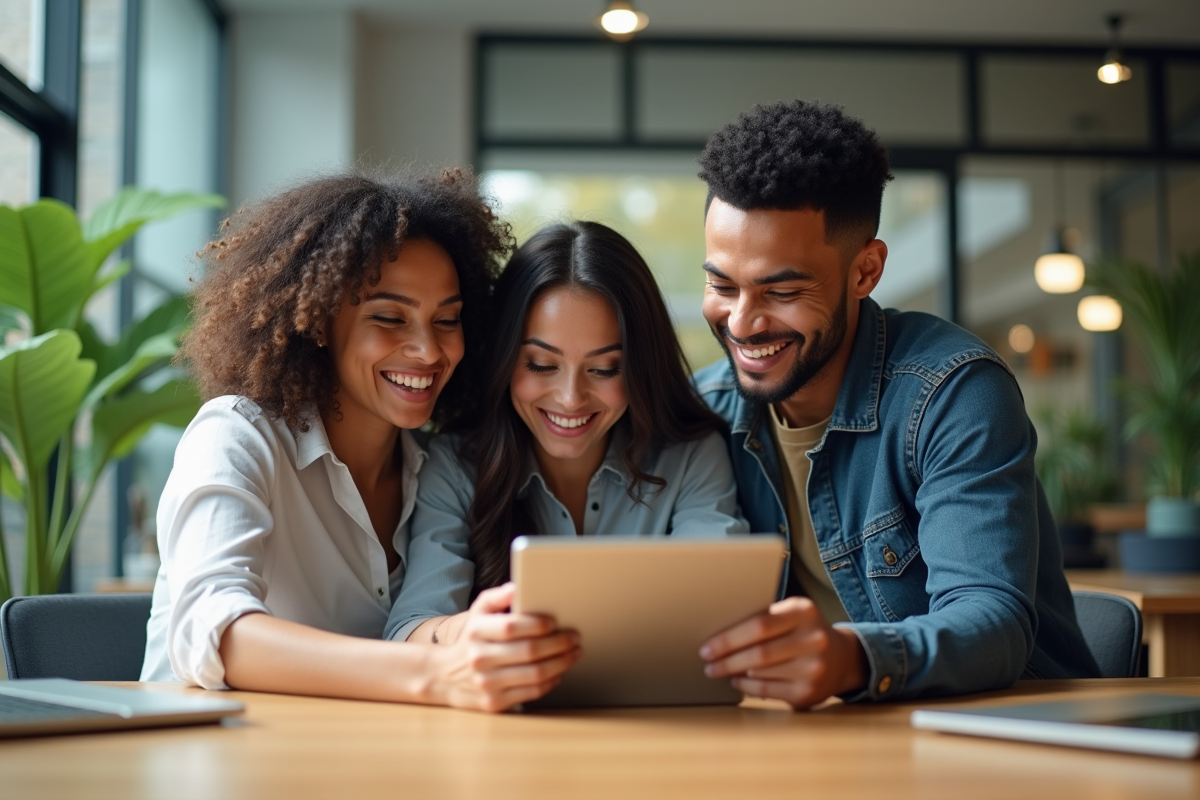 Jeunes adultes collaborant autour d