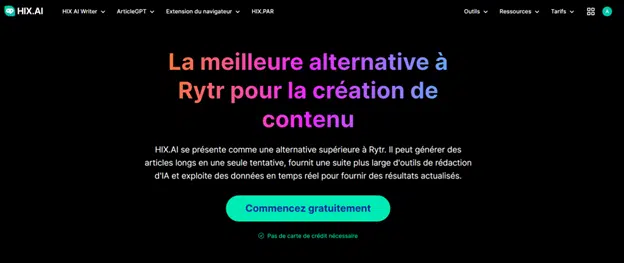 meilleure alternative Rytr HIX.AI