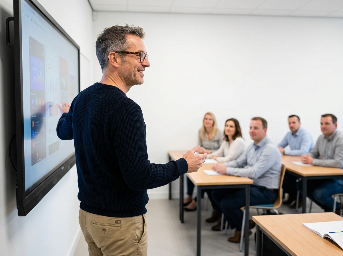 Homme présentant un design d