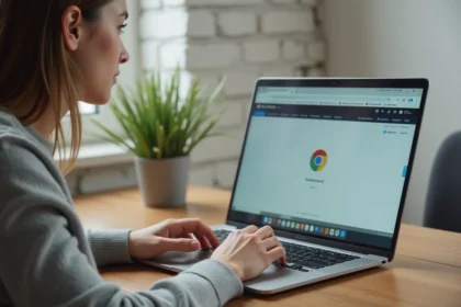 Femme utilisant un raccourci clavier sur Chrome pour actualiser une page web plus rapidement